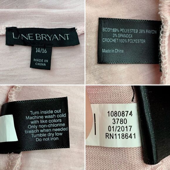 Lane Bryant Pink Lace Crochet Front Overlay Tank Top - Picture 9 of 10